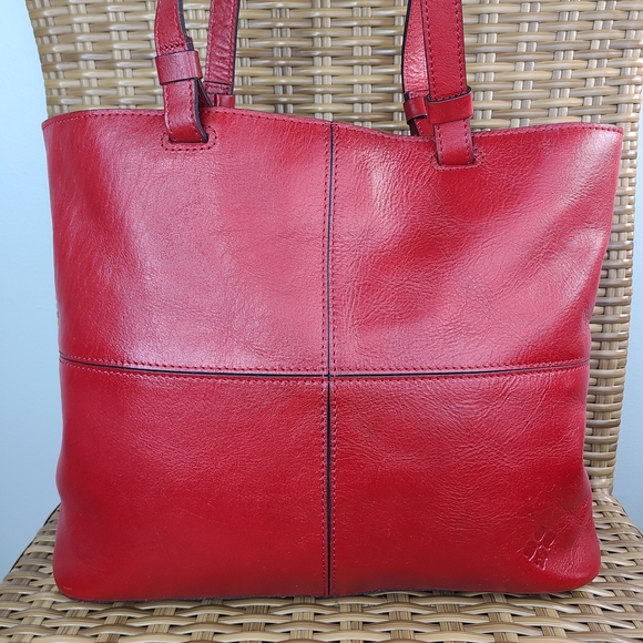 Patricia Nash Convertible Red Leather Tote Shoulder Bag - Picture 2 of 16